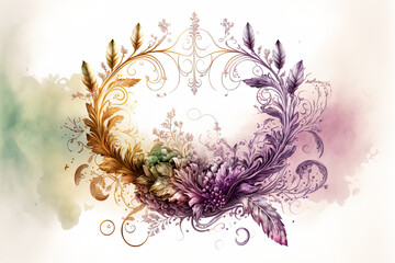 Elegant ornamentation with a gradient in the watercolor style. Generative AI