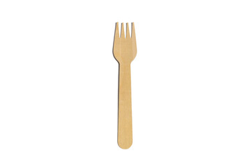 An eco friendly wooden fork isolated on a white background