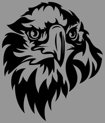 Fototapeta premium Hand drawn eagle head emblem. Mascot bird logo illustration.