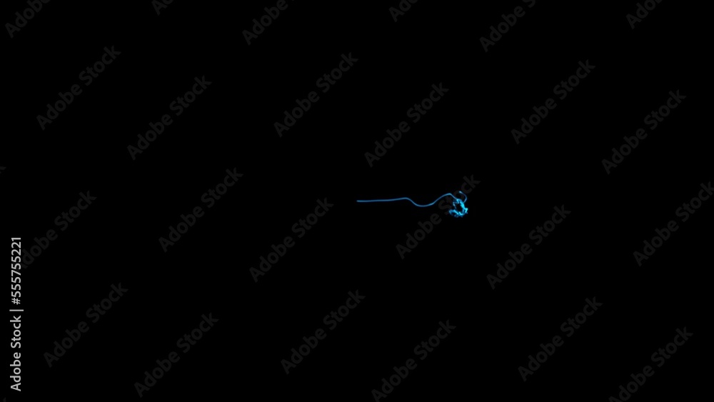 Poster 3d model of worm penetrates and gradually grows. the energy whip grows and wriggles on black backgro