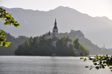 Jezioro Bled, Słowenia, Triglavski Park, woda, wakacje, wypoczynek, 