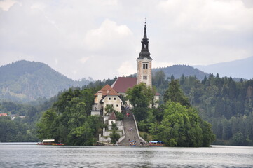 Jezioro Bled, Słowenia, Triglavski Park, woda, wakacje, wypoczynek, 