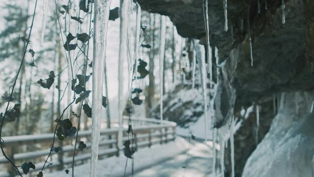 Eiszapfen und Eisbach