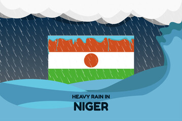 Heavy rain in Nigeria banner, rainy day and winter concept, cold weather, flood and precipitation