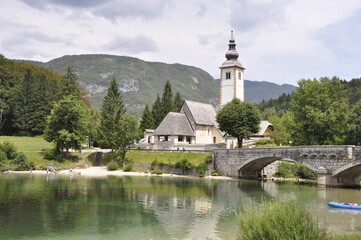 Bohinj, Słowenia, Triglavski Park, woda, rzeka, krajobraz, miasteczko, 