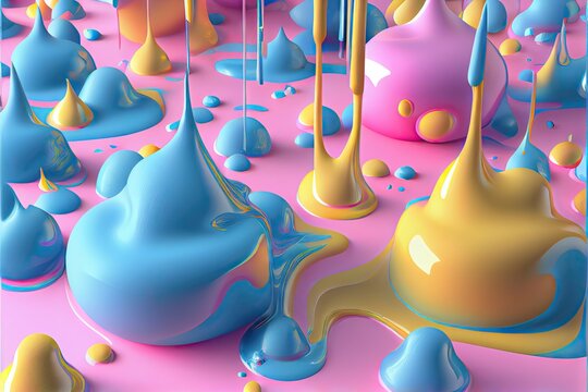 Fluid art texture. Background with abstract mixing paint effect. 3D render of the mixed paints and bubbless