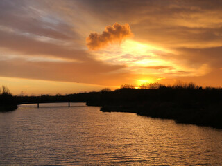 sunset on the river