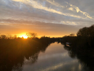 sunset over the river