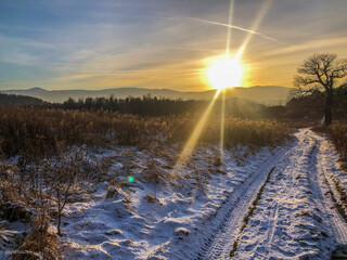 sunrise in the mountains