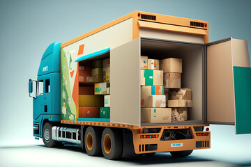 delivering goods an example of a moving loader truck with furnishings. Generative AI