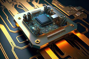 digital link with electronic chip high tech. Generative AI