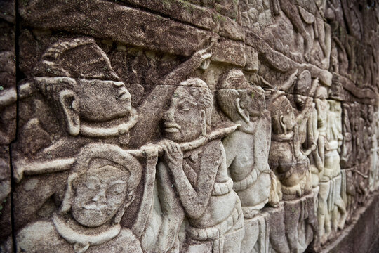 Sculptural Relief, Bayon Temple, Angkor Thom, Angkor, Cambodia
