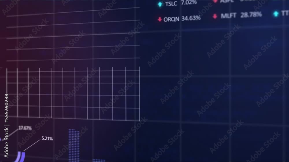 Poster animation of data processing over blue background