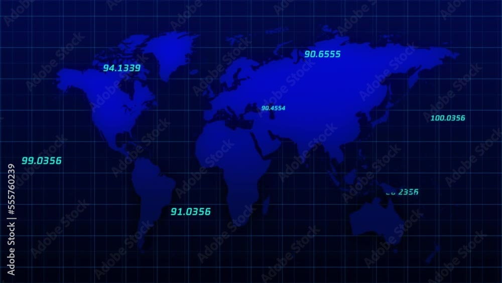 Poster Animation of data processing over world map