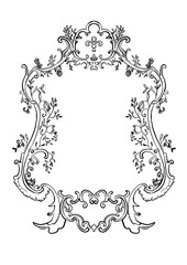 Vintage crest bridal wedding line art frame on the white isolated background.  - 555760435