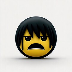 Emo emoji making mad face and bangs