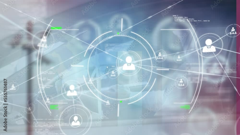 Poster animation of network of connections over data processing