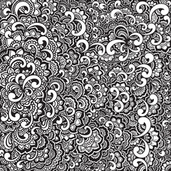 Ornamental seamless ethnic black and white pattern. Floral background can be used for wallpaper, pattern fills, textile, fabric, wrapping, surface textures, coloring book for adults and kids. mandala