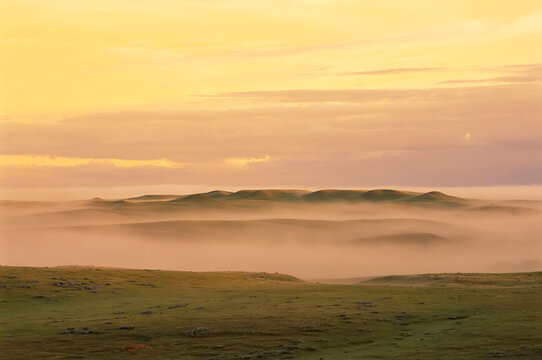 Mist over Grassland, Grasslands National Park, Saskatchewan, Canada