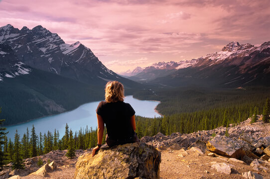 Woman at Peyto Lake, Banff National Park, Alberta, Canada