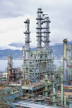 Chevron Oil Refinery on Burrard Inlet, Burnaby, British Columbia, Canada