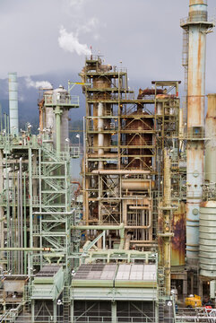 Chevron Oil Refinery on Burrard Inlet, Burnaby, British Columbia, Canada