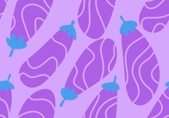 Cartoon vegetable seamless eggplant pattern for wrapping paper and kids clothes print and fabrics and linens