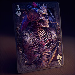3D skelleton playing card, generative AI
