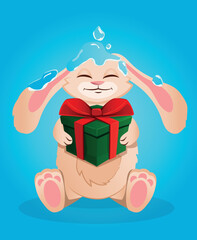 Chinese New Year 2023 is the year of the rabbit, the symbol of the Chinese zodiac. Cute Christmas Bunny. Postcard template