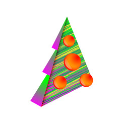 Decorated Christmas tree with balls, modern, interesting design. It can be used for printed materials. png