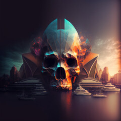 Sydney Urban Skull: Digital Art Print"