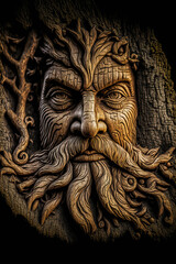 God of ancient times masterfully integrated into a tree trunk several centuries old. Realism and precision saluted, in a majestic setting of enchanted forest.