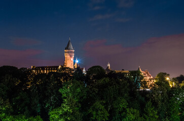 Fototapeta na wymiar Night view of Luxembourg City