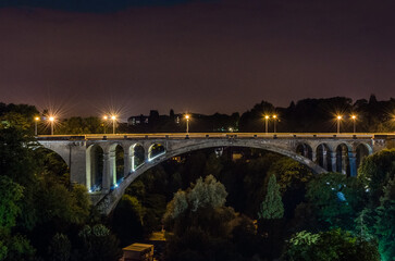 Fototapeta na wymiar Night view of Luxembourg City