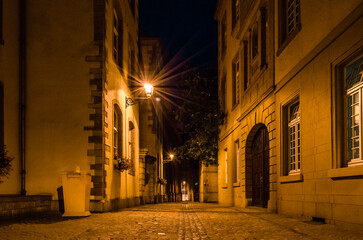 Night view, architecture in the city of Luxembourg