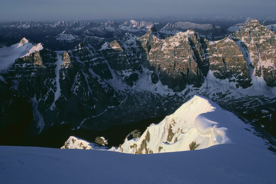 View From Summit Of Mt. Temple, Banff National Park, Alberta, Canada