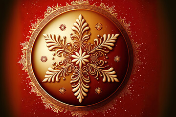 Fototapeta premium Christmas icon background with snowflakes. Generative AI