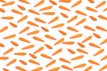Carrots on a white background. Easter or 2023 Lunar New Year, Year of the Rabbit concept. Minimal composition.