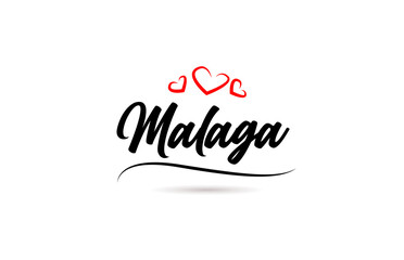 Fototapeta na wymiar Malaga european city typography text word with love. Hand lettering style. Modern calligraphy text