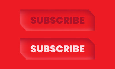 illustration realistic red Subscribe button icon 3d creative isolated on background