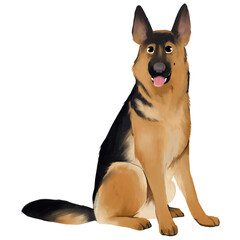 Illustrations of dogs. Full bodies and headshots.