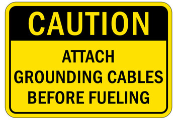 Obraz premium Electrical warning sign and labels attach grounding cable