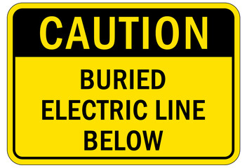 Fototapeta premium Electrical cable sign and labels buried electrical line below