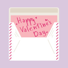 Beautiful letter for Valentine's Day on lilac background