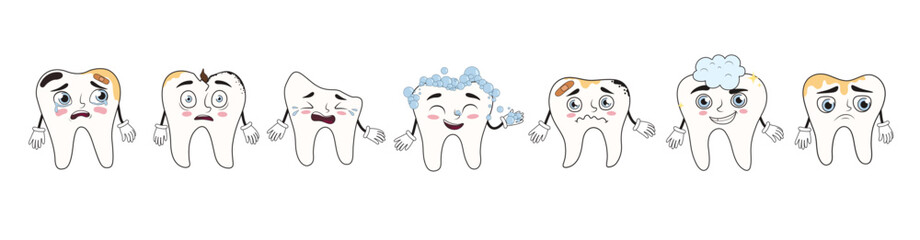 Many teeth on white background. National Toothache Day