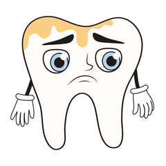Sad tooth with caries on white background. National Toothache Day
