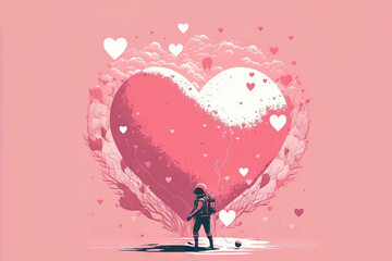 Fototapeta na wymiar Happy Valentines day hearts. Cute love banner, romantic greeting card happy valentines day