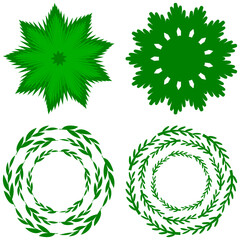 set of green leaves vector