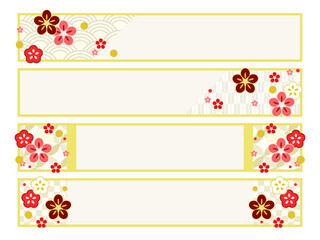 梅の花つき、和風のフレームセット