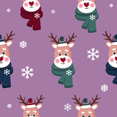 seamless pattern with christmas deers